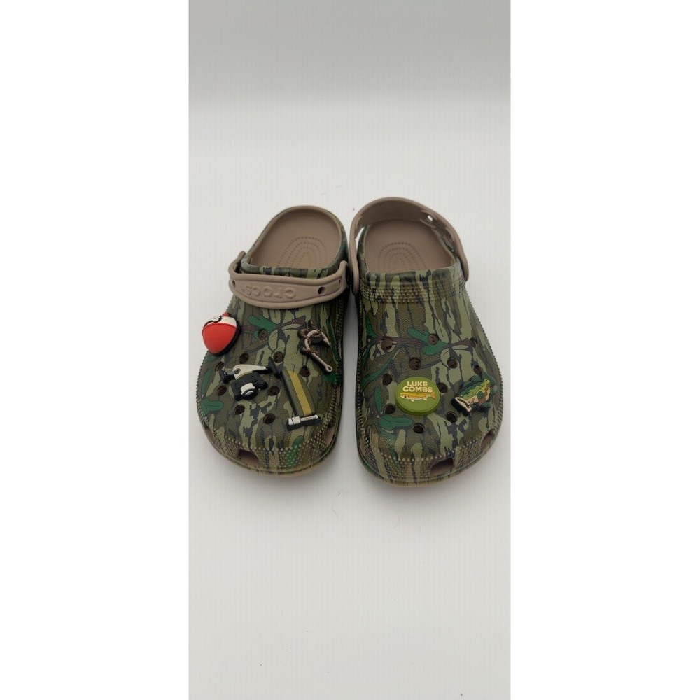 Crocs Luke Combs Classic Clog Mens 7 Mossy Oak Camo Fishing Jibbitz Excellent